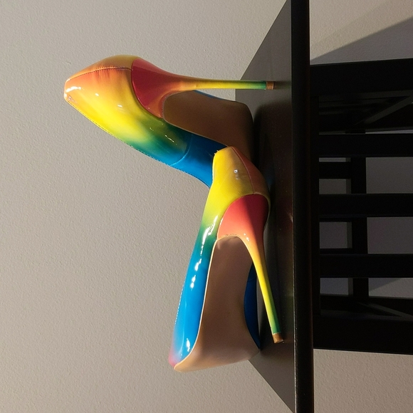Rainbow Pointed Toe Stiletto Pumps - Picture 2 of 3